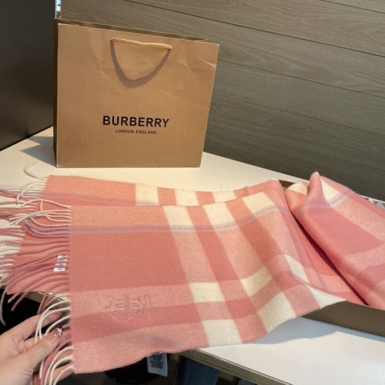 Premio Replica Sciarpa Burberry Check Classical cashmere 30 x 200 Rosa Imitazioni False Online