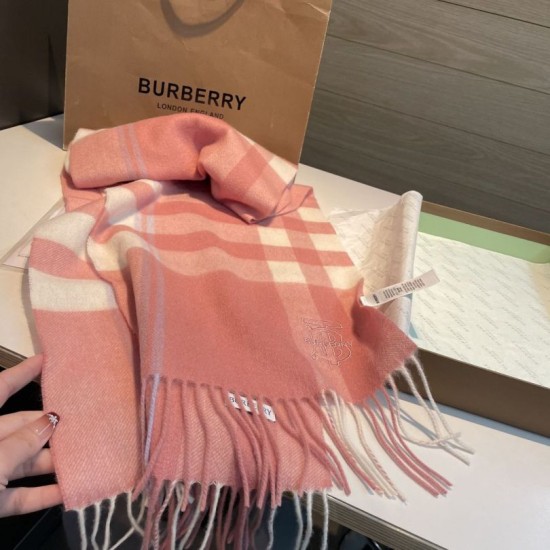 Premio Replica Sciarpa Burberry Check Classical cashmere 30 x 200 Rosa Imitazioni False Online