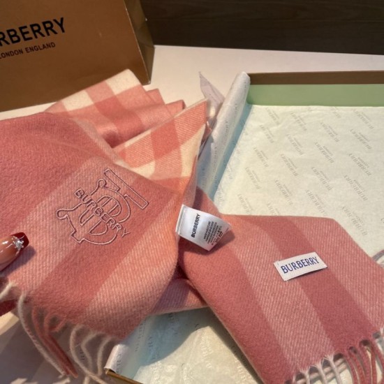 Premio Replica Sciarpa Burberry Check Classical cashmere 30 x 200 Rosa Imitazioni False Online
