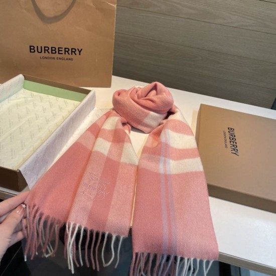 Premio Replica Sciarpa Burberry Check Classical cashmere 30 x 200 Rosa Imitazioni False Online