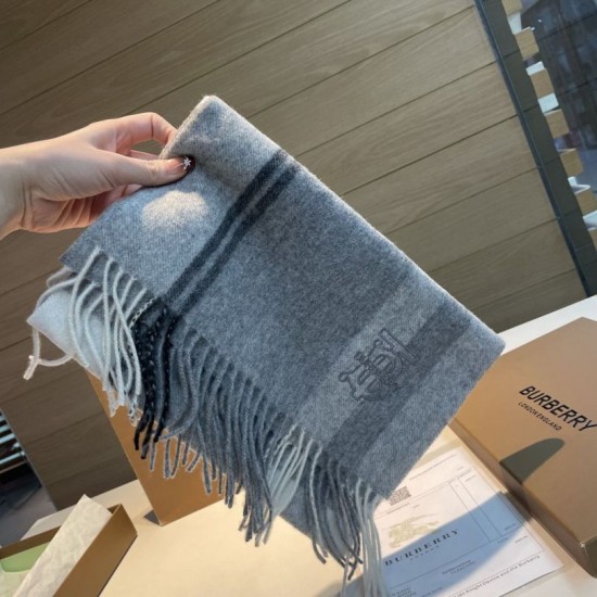 Premio Replica Sciarpa Burberry Check Classical cashmere 30 x 200 Grigio Imitazioni False Online