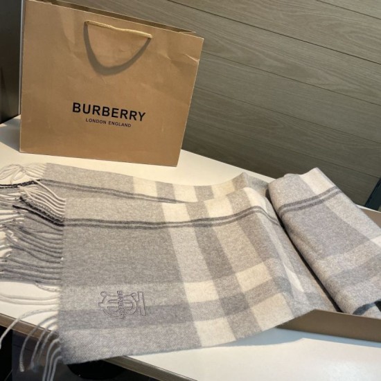 Premio Replica Sciarpa Burberry Check Classical cashmere 30 x 200 Grigio Imitazioni False Online