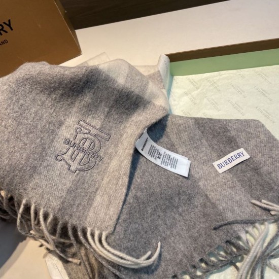 Premio Replica Sciarpa Burberry Check Classical cashmere 30 x 200 Grigio Imitazioni False Online
