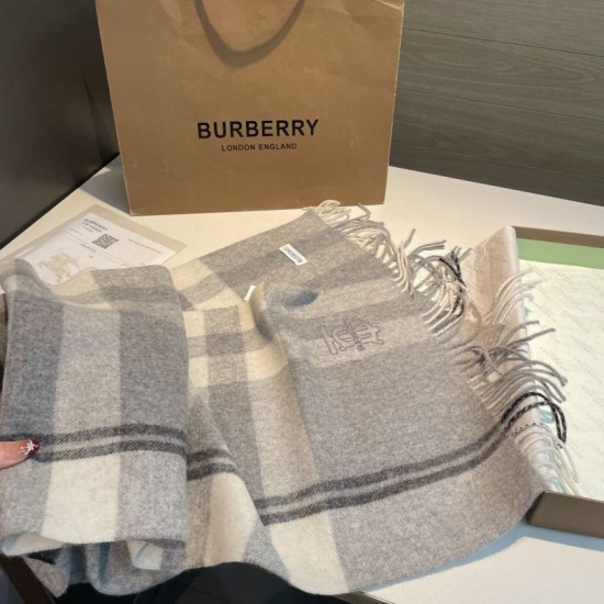 Premio Replica Sciarpa Burberry Check Classical cashmere 30 x 200 Grigio Imitazioni False Online