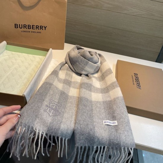 Premio Replica Sciarpa Burberry Check Classical cashmere 30 x 200 Grigio Imitazioni False Online