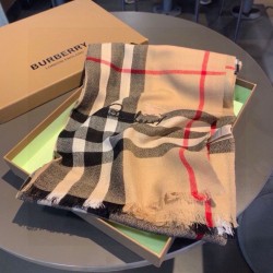 Premio Replica Sciarpa cashmere Burberry Check Beige con bordi sfrangiati 70 x 200 Imitazioni False Online