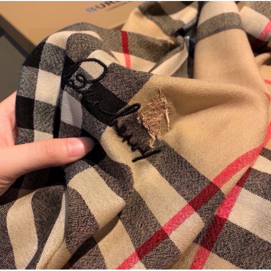 Premio Replica Sciarpa cashmere Burberry Check Beige con bordi sfrangiati 70 x 200 Imitazioni False Online