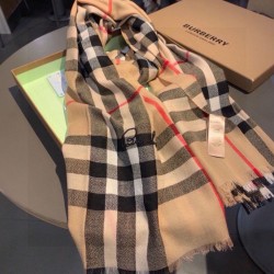 Premio Replica Sciarpa cashmere Burberry Check Beige con bordi sfrangiati 70 x 200 Imitazioni False Online