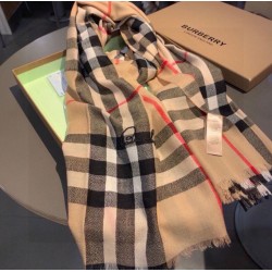 Premio Replica Sciarpa cashmere Burberry Check Beige con bordi sfrangiati 70 x 200 Imitazioni False Online