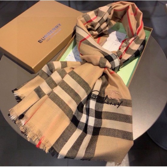 Premio Replica Sciarpa cashmere Burberry Check Beige con bordi sfrangiati 70 x 200 Imitazioni False Online