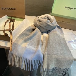 Premio Replica Scialle cashmere con motivo check Burberry e bordi sfrangiati blu 60 x 180 Imitazioni False Online