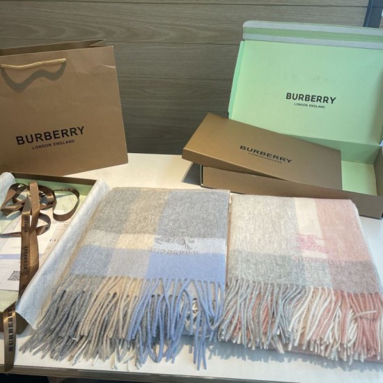 Premio Replica Scialle cashmere con motivo check Burberry e bordi sfrangiati Rosa 60 x 180 Imitazioni False Online