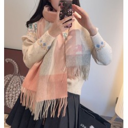 Premio Replica Scialle cashmere con motivo check Burberry e bordi sfrangiati Rosa 60 x 180 Imitazioni False Online