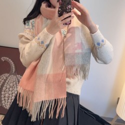 Premio Replica Scialle cashmere con motivo check Burberry e bordi sfrangiati Rosa 60 x 180 Imitazioni False Online