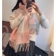 Premio Replica Scialle cashmere con motivo check Burberry e bordi sfrangiati Rosa 60 x 180 Imitazioni False Online
