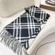 Premio Replica Sciarpa in cashmere con motivo check Burberry e orlo con nappe Nero/bianca 30 x 168 Imitazioni False Online