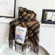 Premio Replica Sciarpa in cashmere con motivo check Burberry e orlo con nappe Nero/marrone 30 x 168 Imitazioni False Online