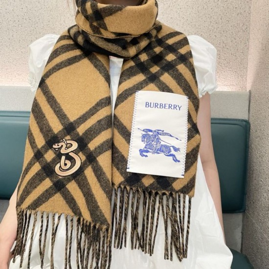 Premio Replica Sciarpa in cashmere con motivo check Burberry e orlo con nappe Nero/marrone 30 x 168 Imitazioni False Online