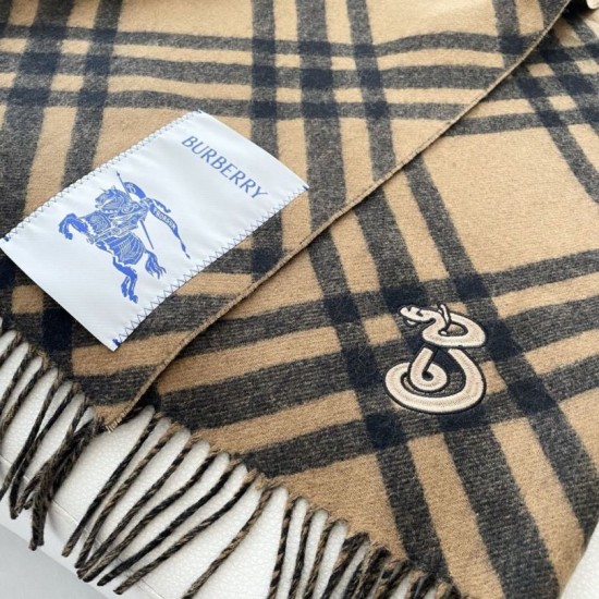 Premio Replica Sciarpa in cashmere con motivo check Burberry e orlo con nappe Nero/marrone 30 x 168 Imitazioni False Online