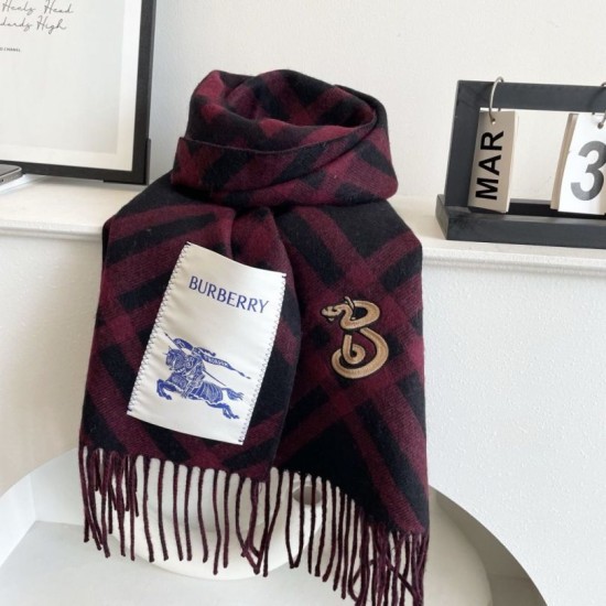 Premio Replica Sciarpa in cashmere con motivo check Burberry e orlo con nappe nero/rosso 30 x 168 Imitazioni False Online