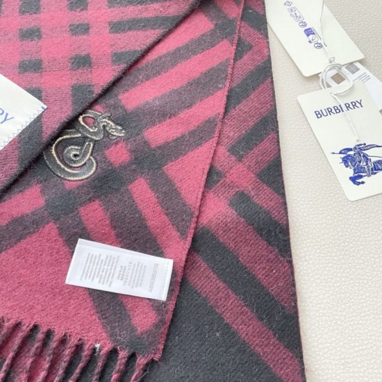 Premio Replica Sciarpa in cashmere con motivo check Burberry e orlo con nappe nero/rosso 30 x 168 Imitazioni False Online