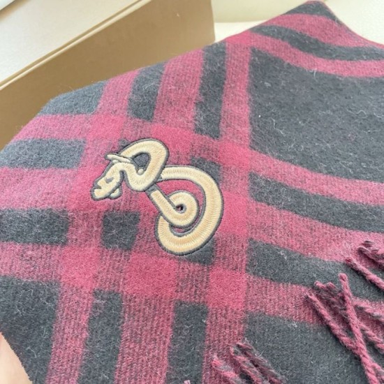 Premio Replica Sciarpa in cashmere con motivo check Burberry e orlo con nappe nero/rosso 30 x 168 Imitazioni False Online