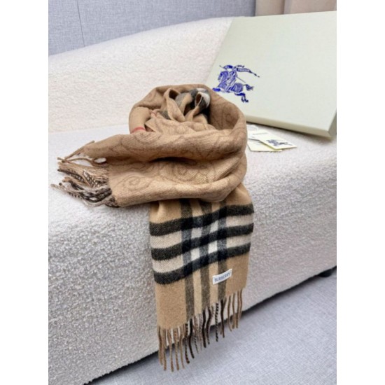 Premio Replica Sciarpa reversibile Burberry cashmere con motivo check e scudo B beige archivio 30 x 168 Imitazioni False Online