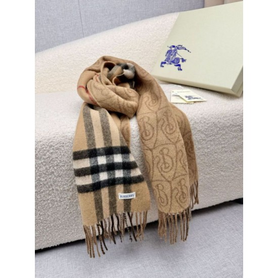 Premio Replica Sciarpa reversibile Burberry cashmere con motivo check e scudo B beige archivio 30 x 168 Imitazioni False Online
