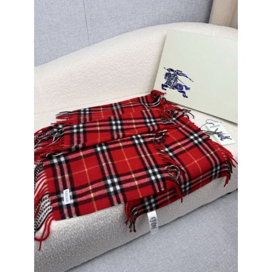 Premio Replica Sciarpa classica cashmere a quadri Burberry rossa 30 x 155 Imitazioni False Online