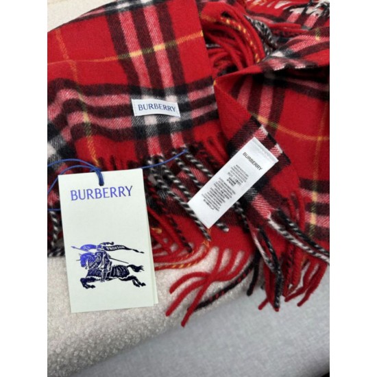Premio Replica Sciarpa classica cashmere a quadri Burberry rossa 30 x 155 Imitazioni False Online