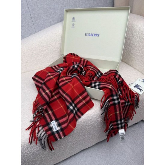 Premio Replica Sciarpa classica cashmere a quadri Burberry rossa 30 x 155 Imitazioni False Online