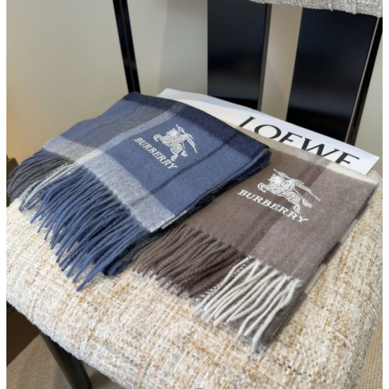 Premio Replica Sciarpa Burberry Check Classical cashmere 30 x 180 Grigio Imitazioni False Online
