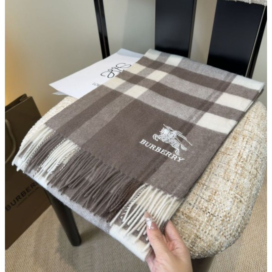 Premio Replica Sciarpa Burberry Check Classical cashmere 30 x 180 Grigio Imitazioni False Online