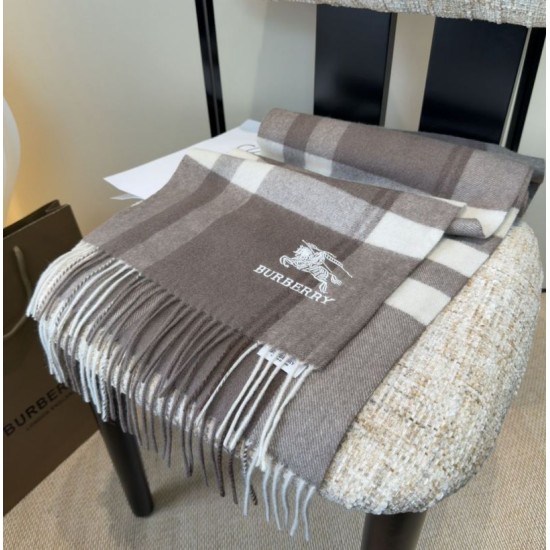 Premio Replica Sciarpa Burberry Check Classical cashmere 30 x 180 Grigio Imitazioni False Online