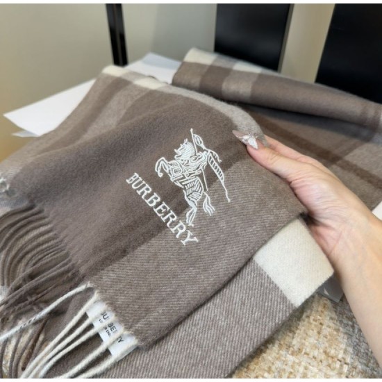 Premio Replica Sciarpa Burberry Check Classical cashmere 30 x 180 Grigio Imitazioni False Online