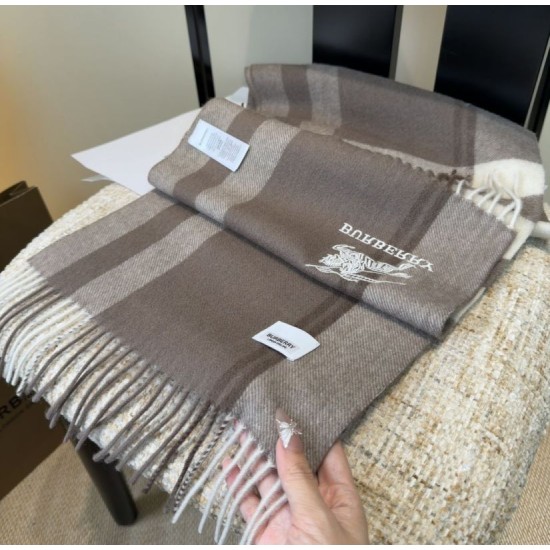 Premio Replica Sciarpa Burberry Check Classical cashmere 30 x 180 Grigio Imitazioni False Online
