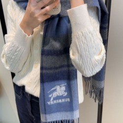 Premio Replica Sciarpa Burberry Check Classical cashmere 30 x 180 Blu Imitazioni False Online