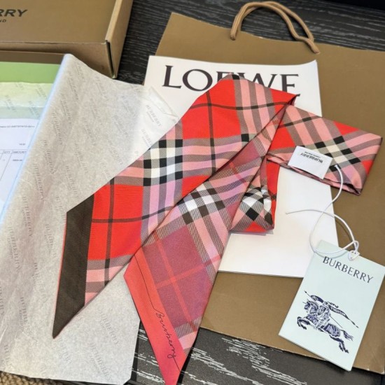 Premio Replica Sciarpa in seta con motivo a quadri Vintage Check Burberry 8 x 180 Rosso Imitazioni False Online