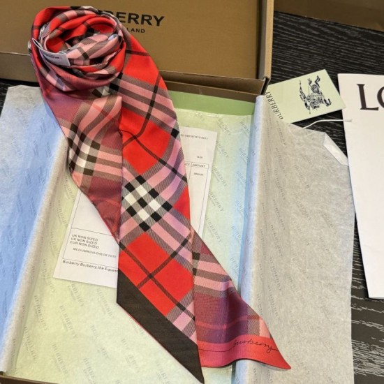 Premio Replica Sciarpa in seta con motivo a quadri Vintage Check Burberry 8 x 180 Rosso Imitazioni False Online
