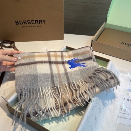 Premio Replica Sciarpa reversibile cashmere con motivo check EKD Burberry 30 x 200 Grigio Imitazioni False Online