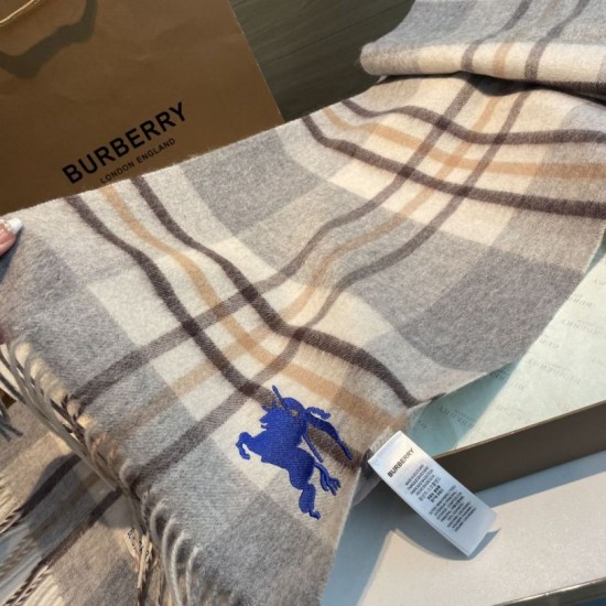 Premio Replica Sciarpa reversibile cashmere con motivo check EKD Burberry 30 x 200 Grigio Imitazioni False Online