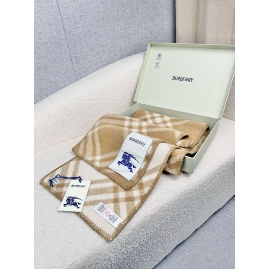 Premio Replica Sciarpa/coperta lana con motivo check Burberry etichetta equestre 30 x 180 Beige Imitazioni False Online