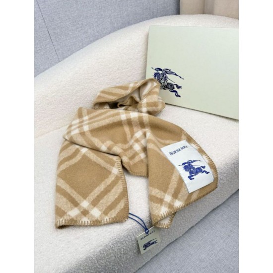 Premio Replica Sciarpa/coperta lana con motivo check Burberry etichetta equestre 30 x 180 Beige Imitazioni False Online