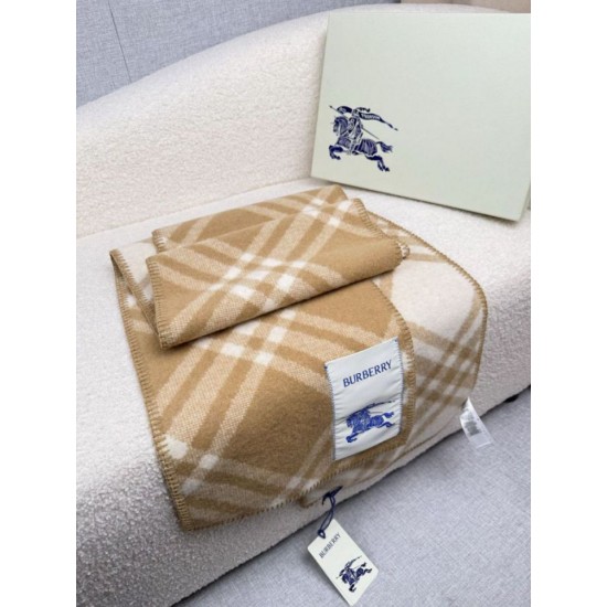 Premio Replica Sciarpa/coperta lana con motivo check Burberry etichetta equestre 30 x 180 Beige Imitazioni False Online