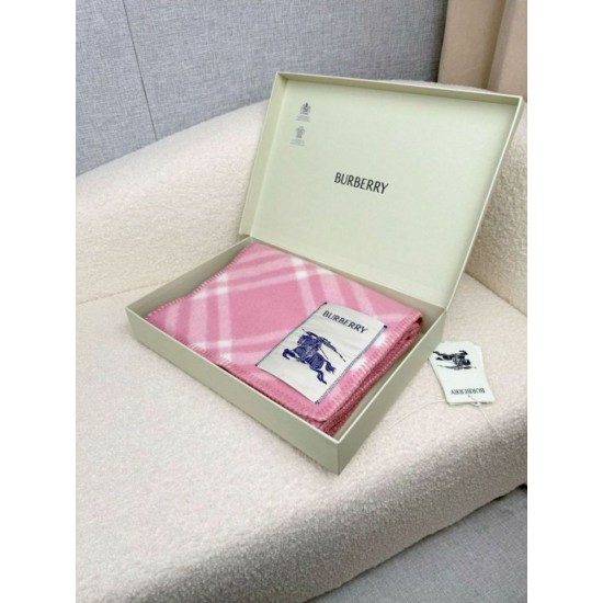 Premio Replica Sciarpa/coperta lana con motivo check Burberry etichetta equestre 30 x 180 Rosa Imitazioni False Online