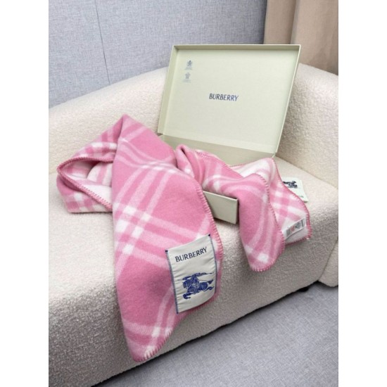 Premio Replica Sciarpa/coperta lana con motivo check Burberry etichetta equestre 30 x 180 Rosa Imitazioni False Online