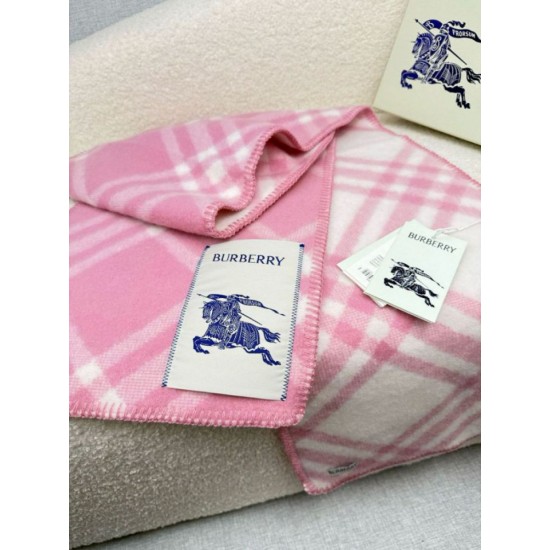 Premio Replica Sciarpa/coperta lana con motivo check Burberry etichetta equestre 30 x 180 Rosa Imitazioni False Online