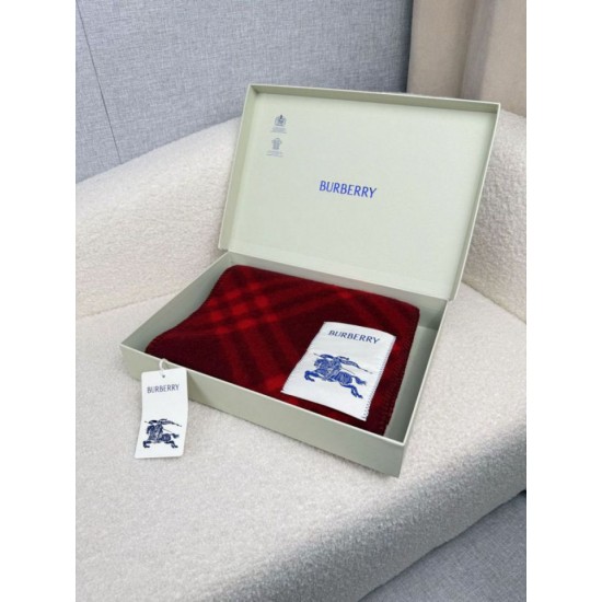 Premio Replica Sciarpa/coperta lana con motivo check Burberry etichetta equestre 30 x 180 Rosso Imitazioni False Online