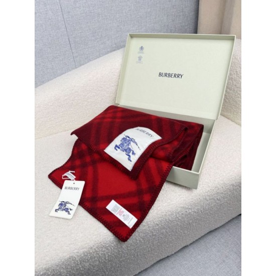Premio Replica Sciarpa/coperta lana con motivo check Burberry etichetta equestre 30 x 180 Rosso Imitazioni False Online