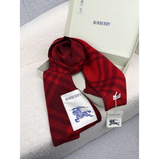 Premio Replica Sciarpa/coperta lana con motivo check Burberry etichetta equestre 30 x 180 Rosso Imitazioni False Online